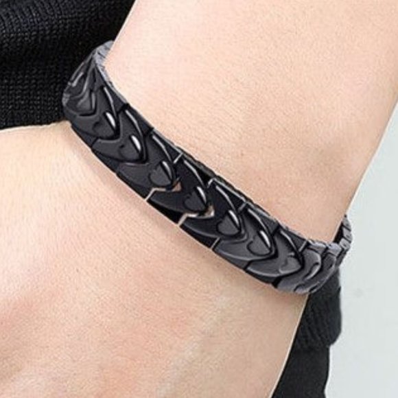 New! Energy Bracelet Stainless Steel Titanium Black Tungsten Magnetic - Picture 3 of 9
